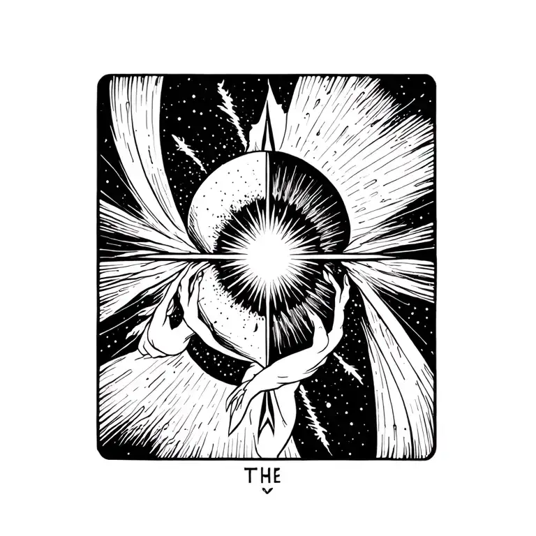 tarot Card The Star” shines brightly in contrast. A luminous celestial body radiates hope and renewal tattoo design idea
