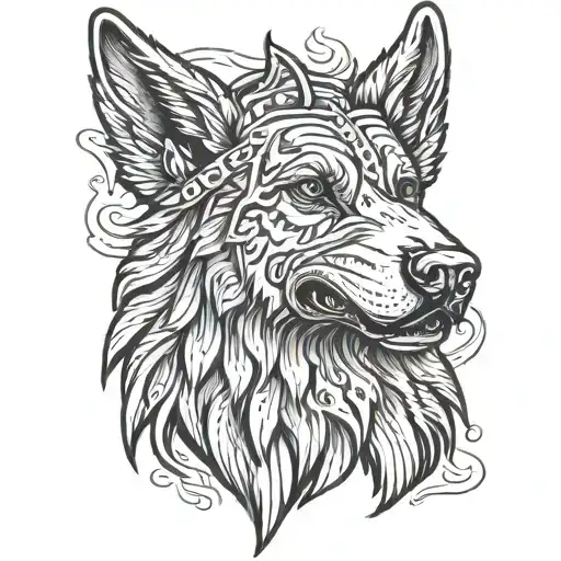 usa eagle german shepherd dog tattoo design idea