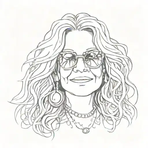 Janis Joplin in sunglasses tattoo design idea