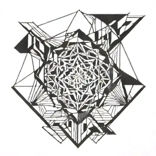 A geometric design incorporating black lines and muscles tattoo design idea