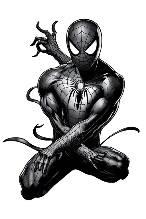 black spiderman tattoo inspired tattoo design idea