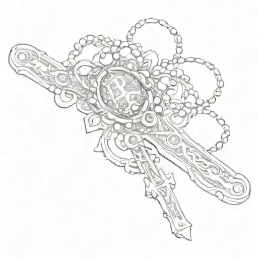 blessed word with rosary wrapped tattoo design idea