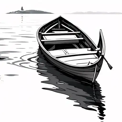 row boat floating tattoo design idea
