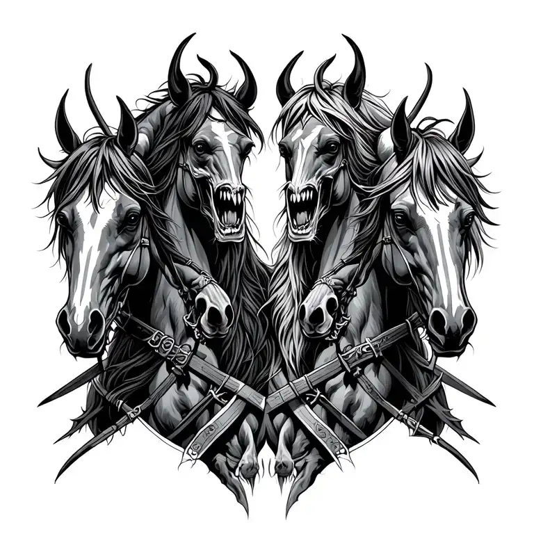 four horsemen of the apocalypse scary tattoo design idea