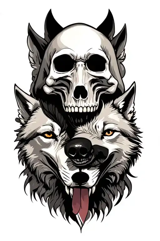 Grim Reaper with wolfs  tattoo design idea