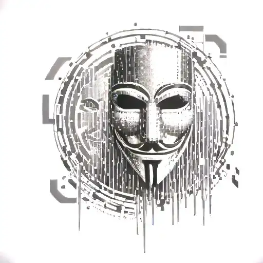 v for vendetta hacking with binary code raining from the sky tattoo design idea