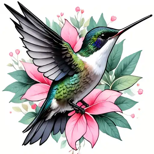 Hummingbird Breast Cancer tattoo design idea