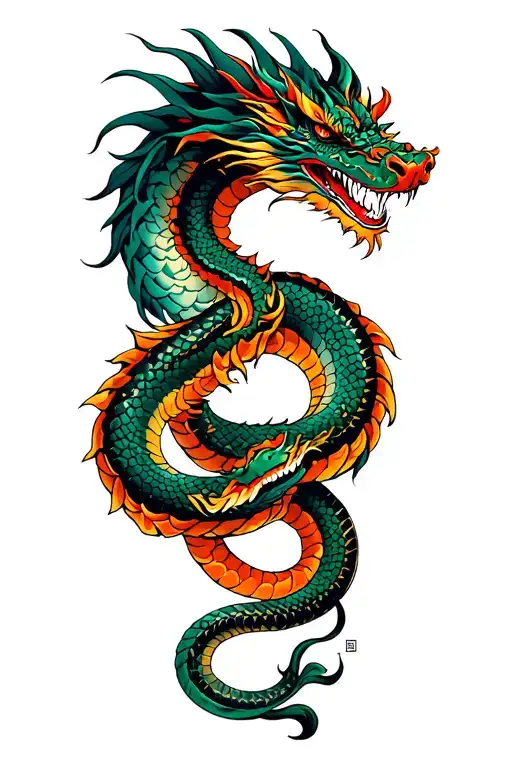 dragon vs snake wrapped tattoo design idea
