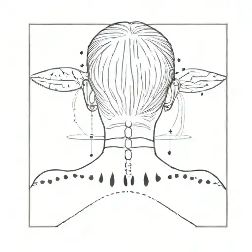 back of neck with moon phases being massaged tattoo design idea
