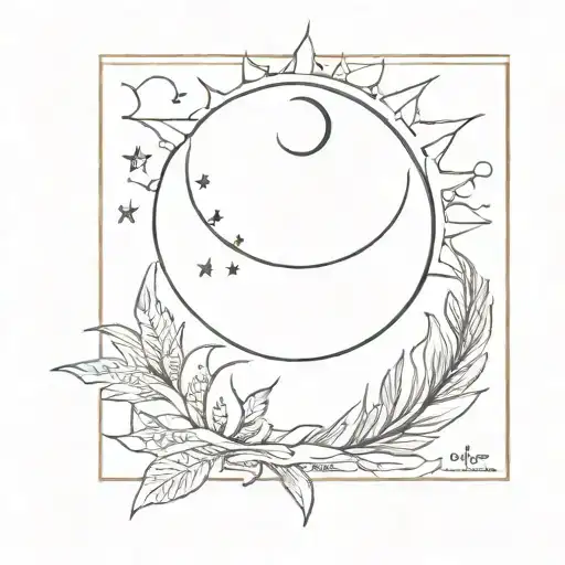 sun and moon with words still i rise tomorrow tattoo design idea