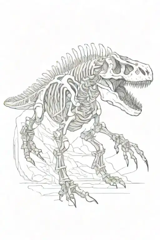 SKELETON OF A PREDATORY DINOSAUR tattoo design idea
