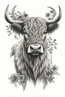 Highland cow head, bear head, fox head, nature inspired tattoo tattoo design idea