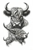 Highland cow head, bear head, fox head, nature inspired tattoo tattoo design idea