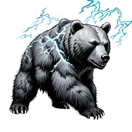 god bear thunder storm tattoo design idea