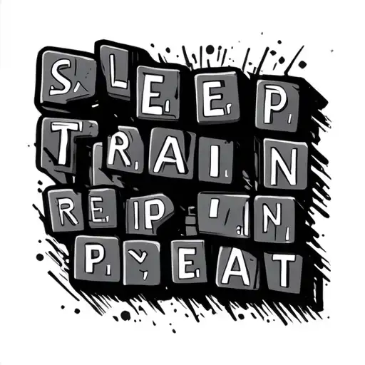 "Sleep train rep-eat" Scrabble Tile tattoo design idea