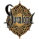 The word Avalon, Gothic font on the forearm, from brush to elbow, from the backon of Celtic patterns tattoo design idea