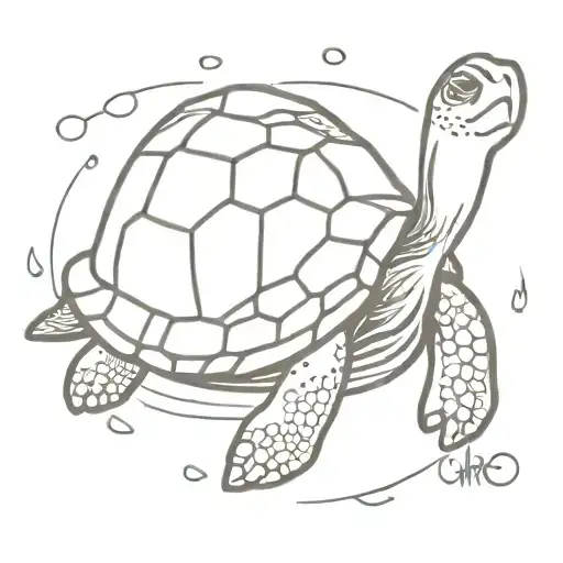 turtle with a peace sign shell tattoo design idea