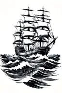 clipper ship sailing through stormy seas tattoo design idea