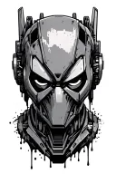 robot bust, in the style of Dead Pool, transformers with an excavator, dripping grease,cybernetyczny chaos tattoo design idea