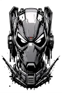 robot bust, in the style of Dead Pool, transformers with an excavator, dripping grease,cybernetyczny chaos tattoo design idea