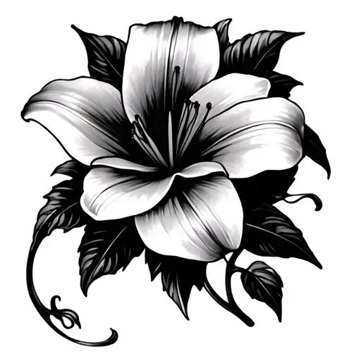 lily flower with vines  tattoo design idea