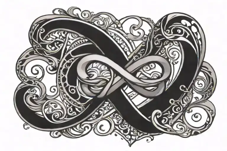 infinity loop design with heart tattoo design idea
