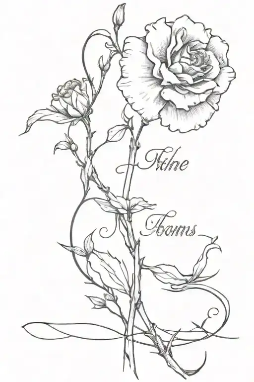 wrap around vines and carnation with pslams 46:5 bible verse on forearm tattoo design idea
