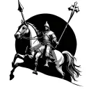 crusader with cross of Jerusalem on horseback with spear tattoo design idea