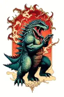godzilla fighting dracula tattoo design idea