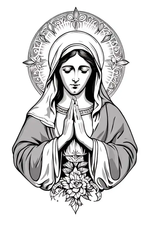 Mother Mary praying tattoo design idea