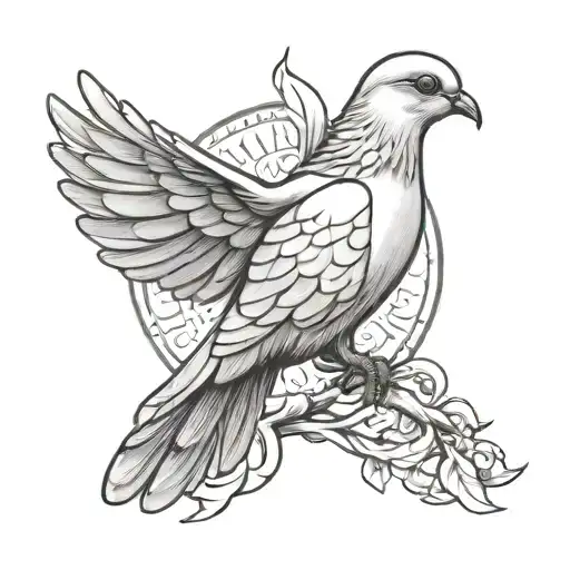 dove with a grenade tattoo design idea