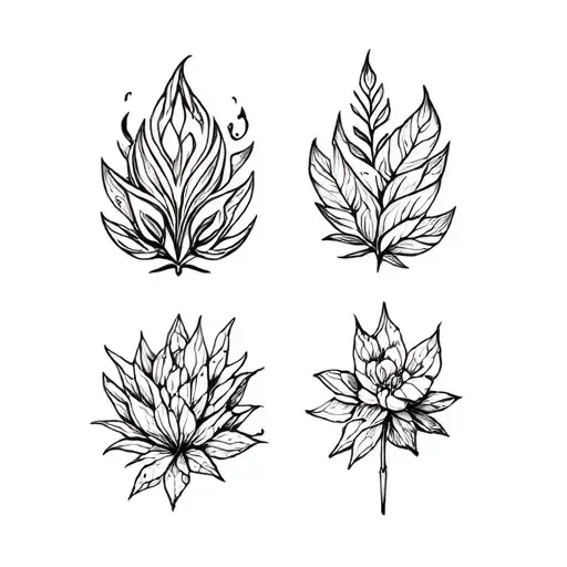 Four elements of nature tattoo design idea