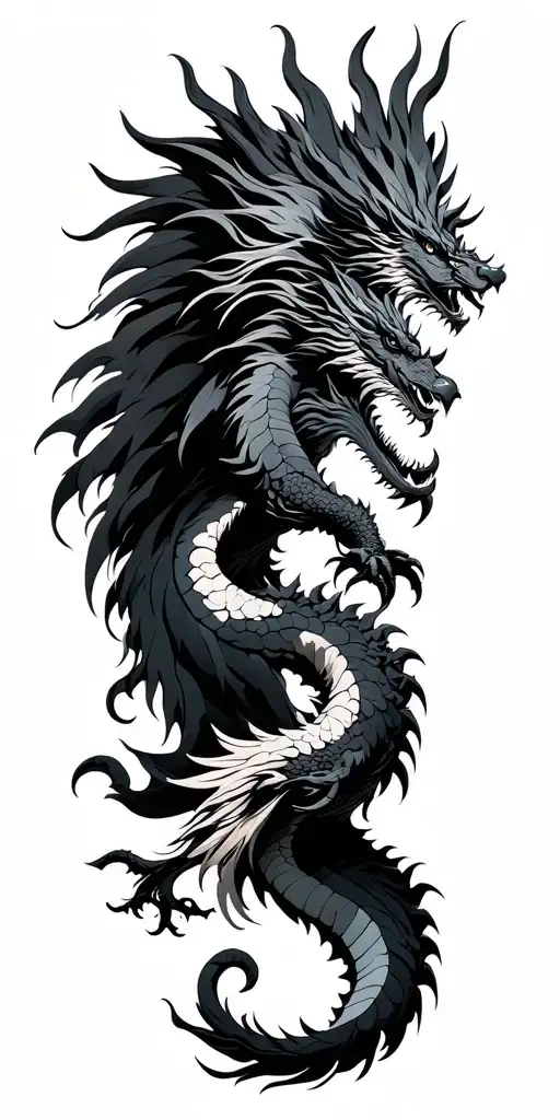 the five heavenly beasts : They are: Black warrior of the North, azure dragon of the East, vermilion bird of the South,  tattoo design idea