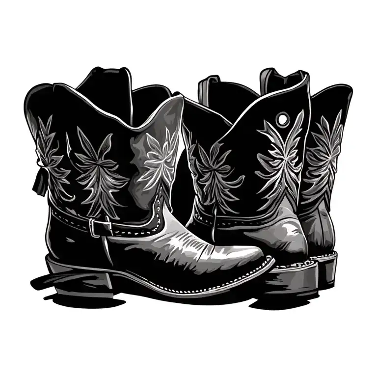 Cowboy Boots Hat on Top tattoo design idea