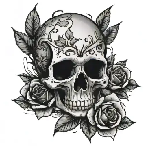 Chloe price's skull and rose tattoo from life is strange game but in black link not color tattoo design idea