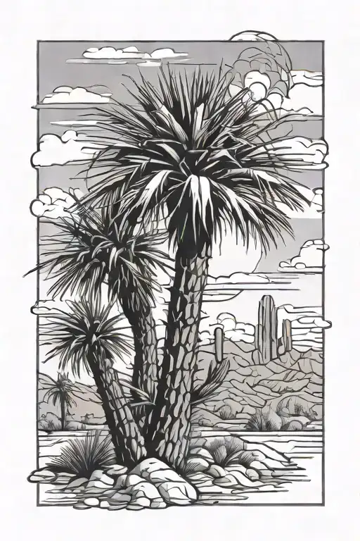 Arizona outline with palm tree and saguaro cactus tattoo design idea