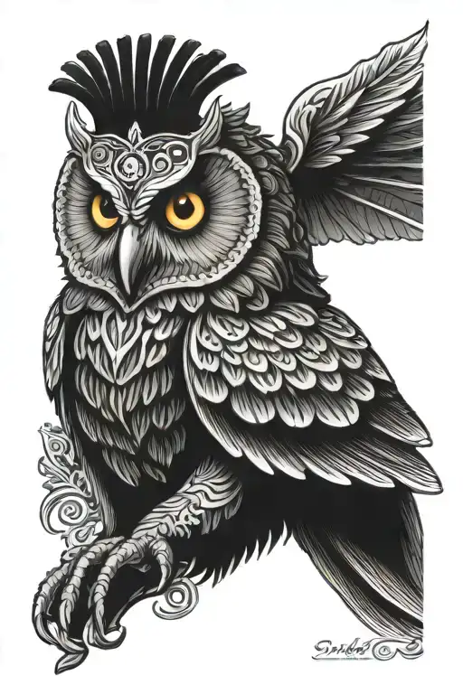 sicilian style owl tattoo design idea