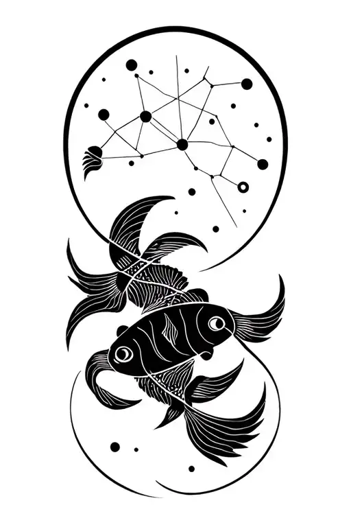 Entle, Pisces and Taurus constellation formed tattoo design idea