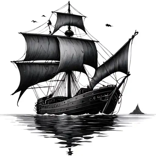 Sunken Ship tattoo design idea