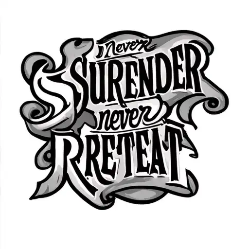 "Never surrender never retreat" "Never surrender never retreat" hand tatto quote tattoo design idea