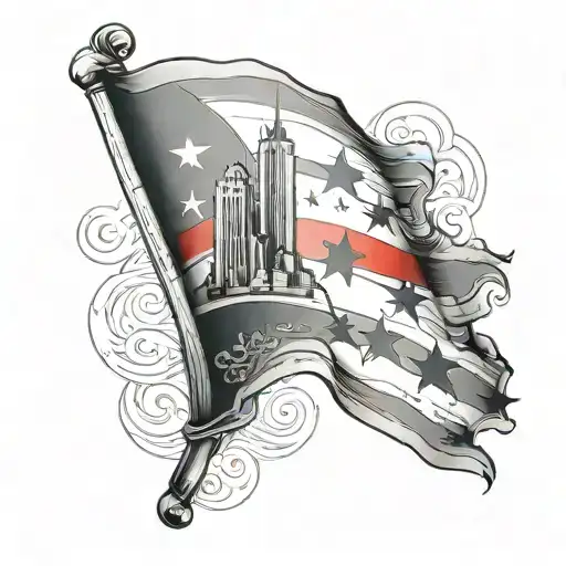 iraq and chicago flag intertwined tattoo design idea