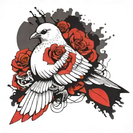 dove holding a rose tattoo design idea