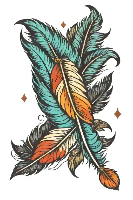 feathers hanging form tattoo design idea