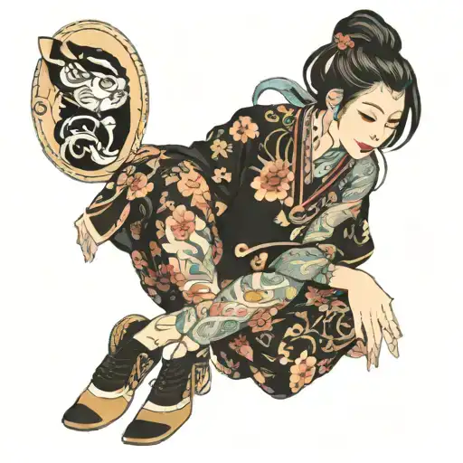 trans girl sitting tattoo design idea