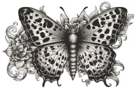 butterfly with leopard print incorporated tattoo design idea