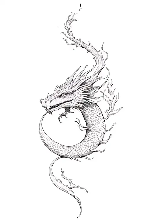 water dragon wrapped tattoo design idea