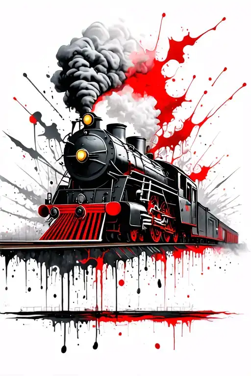 steam train tattoo design idea