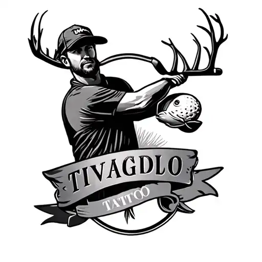 golf and fishing and hunting tattoo design idea