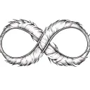 delicate feather infinity symbol tattoo design idea