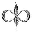 delicate feather infinity symbol tattoo design idea
